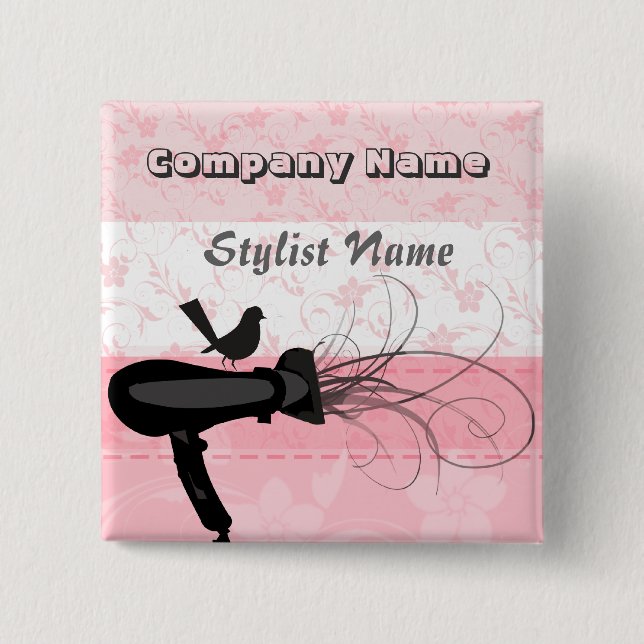 Scatterred Blumen-Salon-Haar-Stylist-Spottdrossel Button (Vorderseite)