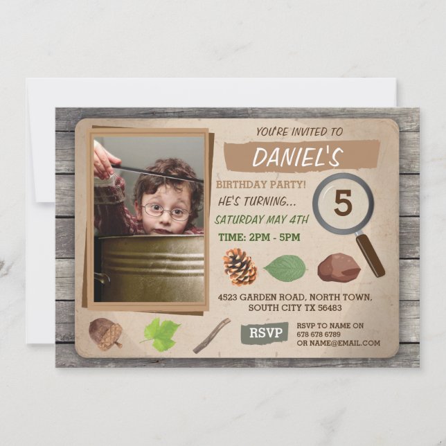 SCAVENGER HUNT FOTO KINDERGEBURTSTAG PARTY INVITE EINLADUNG (Vorderseite)