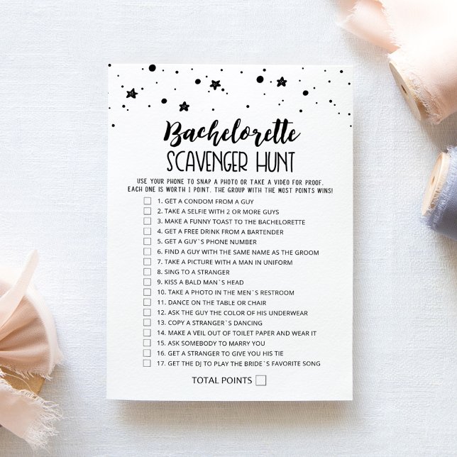 Scavenger Hunt Hen Party Editable Game Card Einladung (Von Creator hochgeladen)