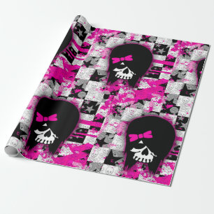 Scene Girl Skull Wrapping Paper Geschenkpapier