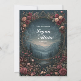 Scenic Alpine Landscape Mauve Floral Oval Wedding Einladung