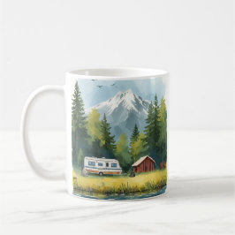 Scenic Caravan Camping Illustration Mug Kaffeetasse