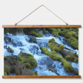 Scenic Forest Waterfall Landscape Wandteppich Mit Holzrahmen