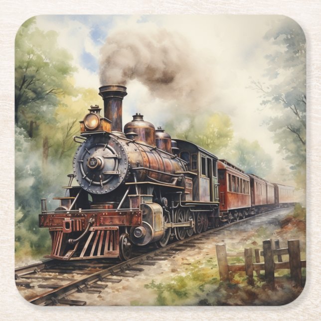 Scenic Landscape a Victorian Train Rechteckiger Pappuntersetzer (Vorderseite)