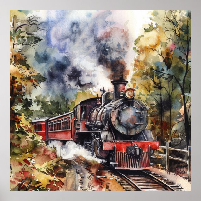 Scenic Landscape with Train Poster (Vorne)