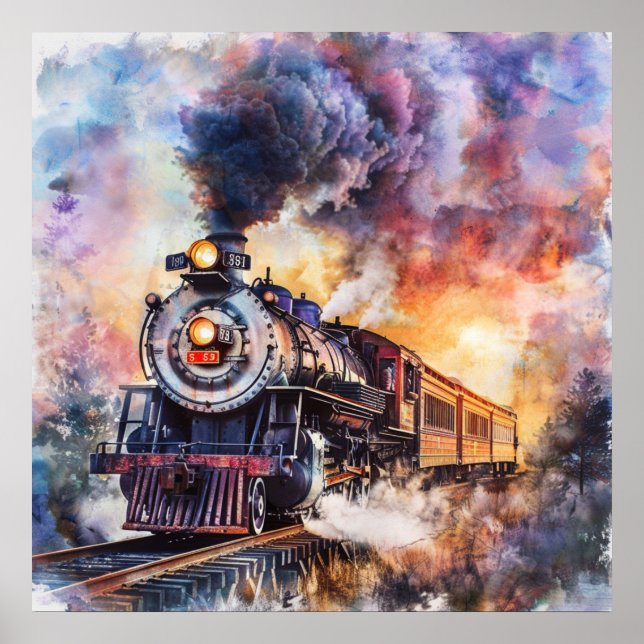 Scenic Landscape with Train Poster (Vorne)