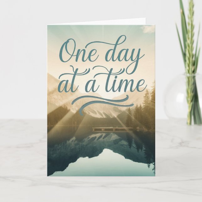 Scenic Mountain Lake "One Day at a Time" card Karte (Vorderseite)