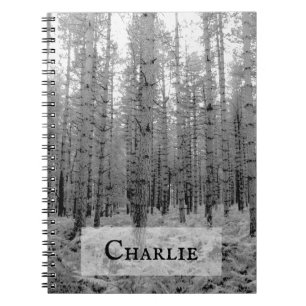 Scenic New Forest Black and White Woodland Scene Notizblock