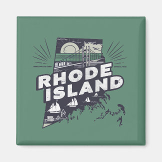 Scenic Rhode Island Retro Silhouette Magnet