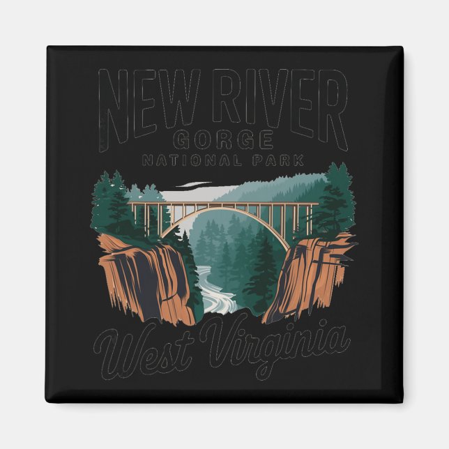 Scenic View Of New River Gorge National Park West  Magnet (Vorne)