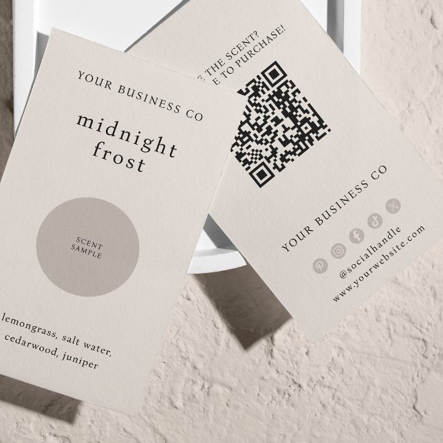 Scent Sample Fragrance Tester Beige QR Code Card (Von Creator hochgeladen)