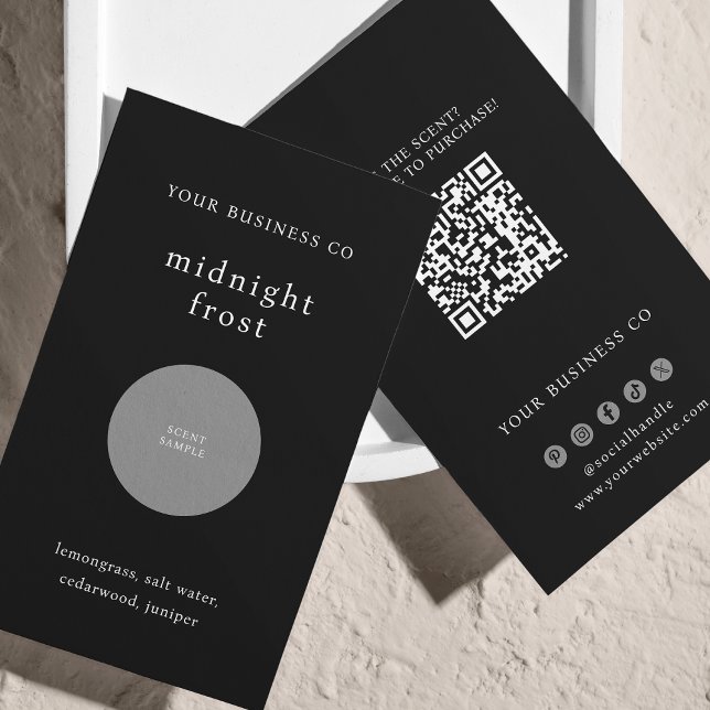 Scent Sample Fragrance Tester Black QR Code Card (Von Creator hochgeladen)