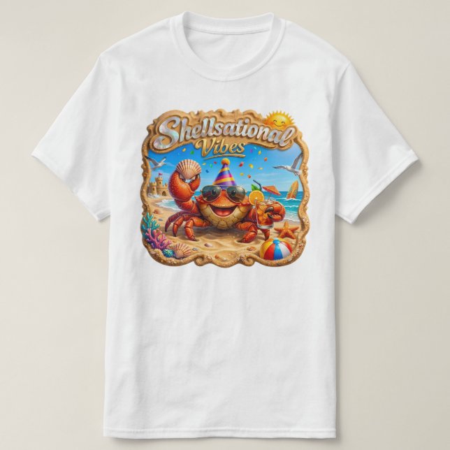 Schaalastische Vibes – Fröhliche Strandkunst der K T-Shirt (Design vorne)