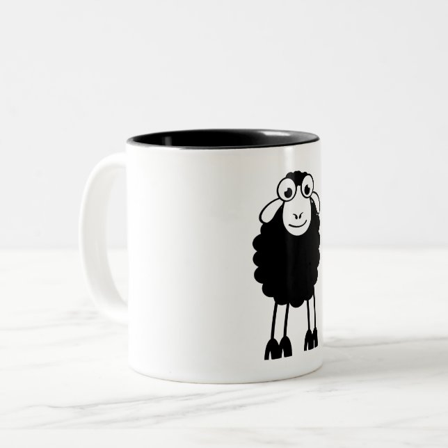 Schaap, witte of zwarte schapen. Dromen of slapen Zweifarbige Tasse (Vorderseite Links)