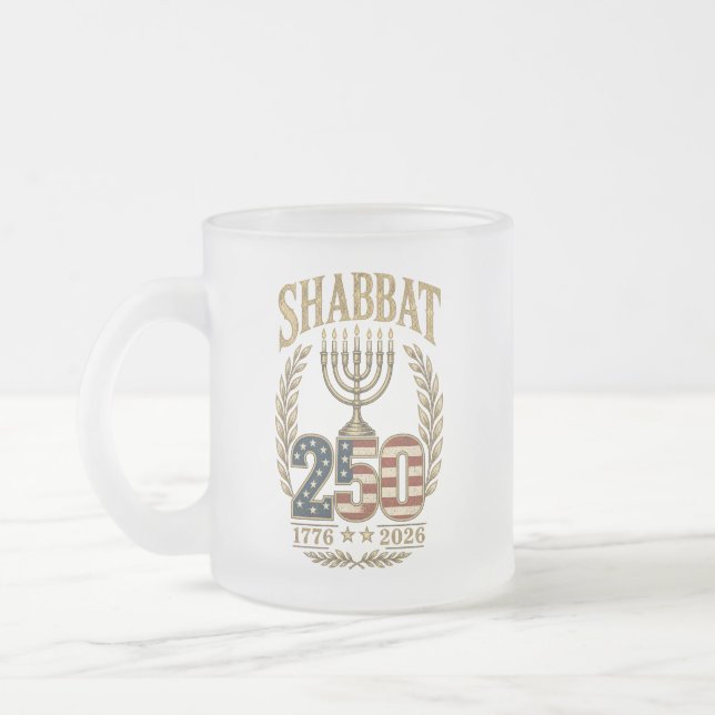 Schabbat 250. Jubiläum Frostglas Tasse  (Links)