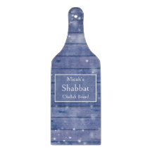 Schabbat-Challah-Board, blaues Holz, rustikales Ba