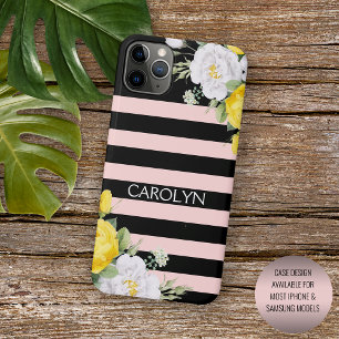 Schabbig-chic gelbe weiße Rosen Blumenmuster iPhone 16 Pro Max Hülle