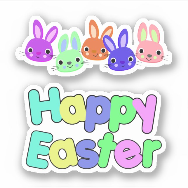 Schabbooking-Hasen Frohe Ostern Aufkleber (Vorderseite)
