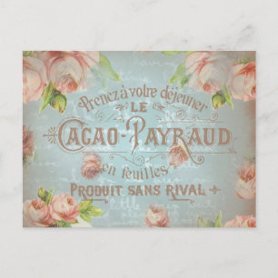 Schabby Chic Vintage-Rosen Rosen-Typo Postkarte