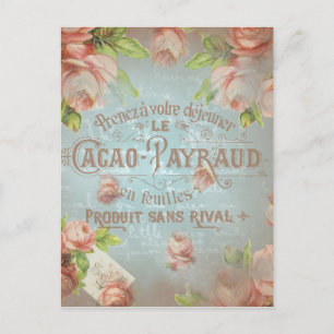Schabby Chic Vintage-Rosen Rosen-Typo Postkarte
