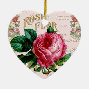 SCHABBYCHISCHE Englische Rose Vintag rosa Keramikornament