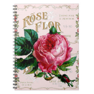 SCHABBYCHISCHE Englische Rose Vintag rosa Notizblock