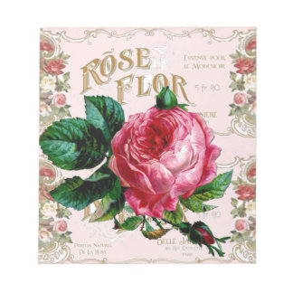 SCHABBYCHISCHE Englische Rose Vintag rosa Notizblock