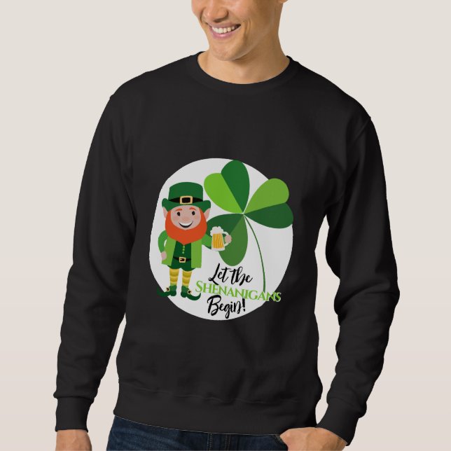 Schabernack Kobold Kleeblatt St. Patrick’s Tag Sweatshirt (Vorderseite)