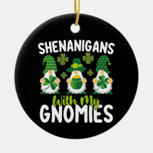 Schabernack mit meinen Gnomies Gnom St. Patrick's  Keramik Ornament