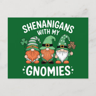 Schabernack mit meinen Gnomies St. Patrick's Day I Einladungspostkarte