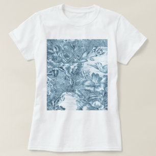 Schäbige blaue Franzosen Toile T-Shirt