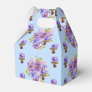 Schäbige blaue Stiefmütterchen-Blumen-Punkt-Party- Geschenkschachtel