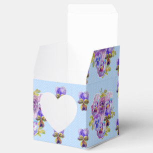 Schäbige blaue Stiefmütterchen-Blumen-Punkt-Party- Geschenkschachtel