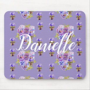 Schäbige lila Stiefmütterchen Blumen Computermaus- Mousepad