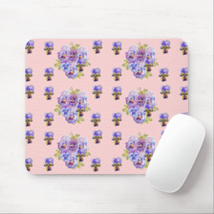 Schäbige lila Stiefmütterchen Blumen gelbe Maus-Ma Mousepad