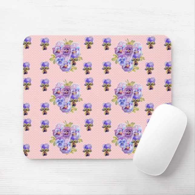 Schäbige lila Stiefmütterchen Blumen gelbe Maus-Ma Mousepad (Mit Mouse)