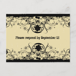 Schäbige Old West RSVP-Postkarte, goldener Schimme Einladungspostkarte
