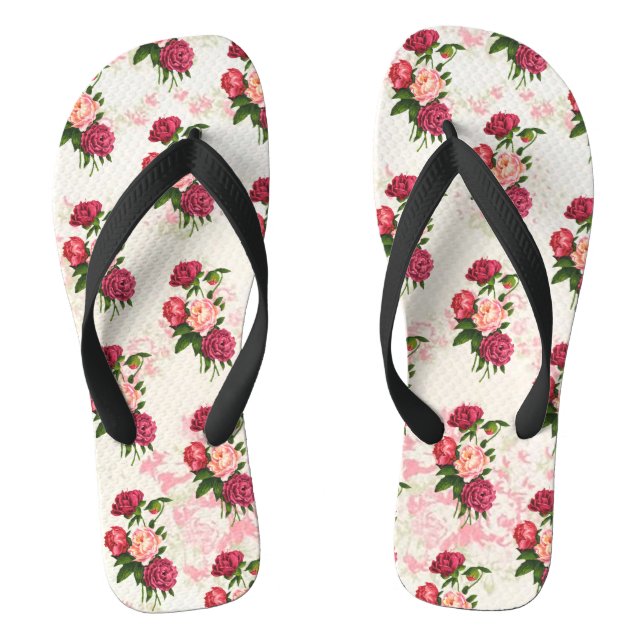 Schäbige rosa Rosen Flip Flops (Fußbett)