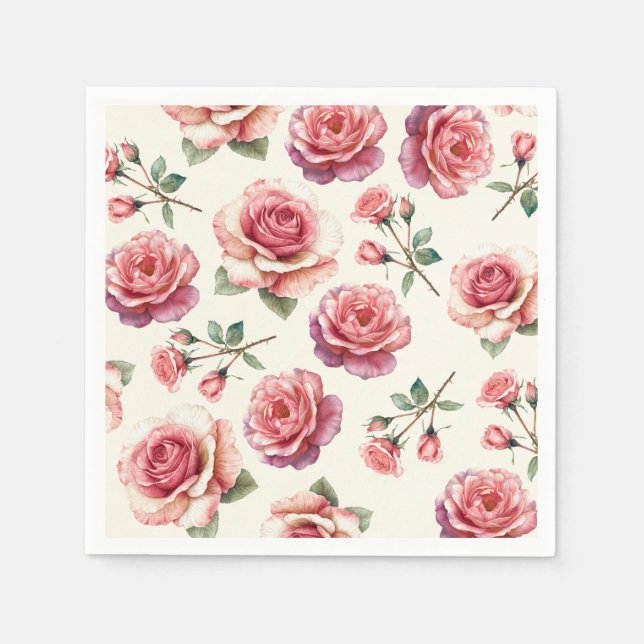 Schäbige rosa Rosen für immer Serviette (Vorderseite)
