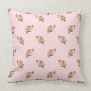 Schäbige rosa Rosen Kissen