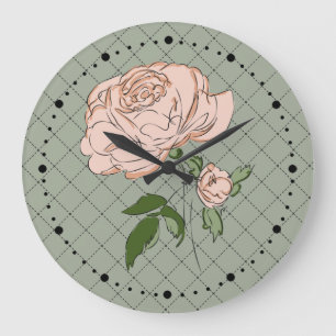 Schäbige Rose Große Wanduhr