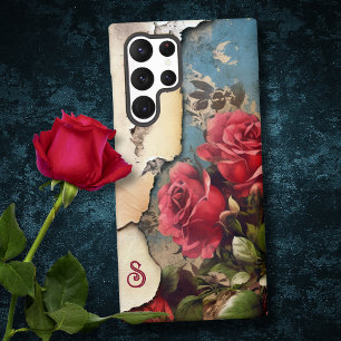 Schäbige Rosen auf ramponiertem, zerrissenem Papie Samsung Galaxy Hülle