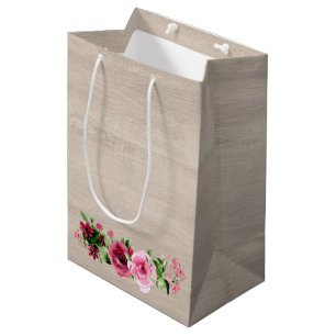 Schabige Vintage-Rosen Rustikale Holz Hochzeit Mittlere Geschenktüte