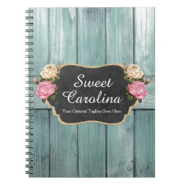 Schäbige Vintage Rosen-rustikale Land-Tafel Notizblock