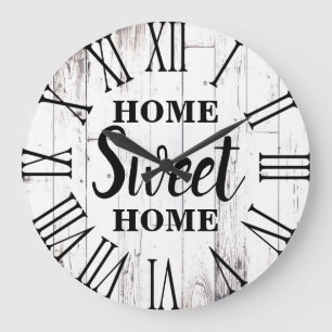 Schabiger Chic Weiß Holz Rustikales Landhaus Home Große Wanduhr