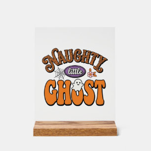Schabiger kleiner Geist Vintage-Halloween-Shirt-De Acrylschild