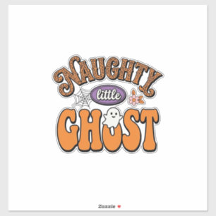 Schabiger kleiner Geist Vintage-Halloween-Shirt-De Aufkleber