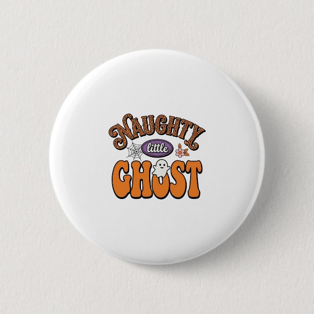 Schabiger kleiner Geist Vintage-Halloween-Shirt-De Button (Vorderseite)