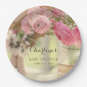 Schabiger Land Chic - sanfte verblasste rosa Blume Pappteller