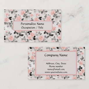Schabiger Vintage-Rosa-Schwarz-Blumenmuster-Elegan Visitenkarte